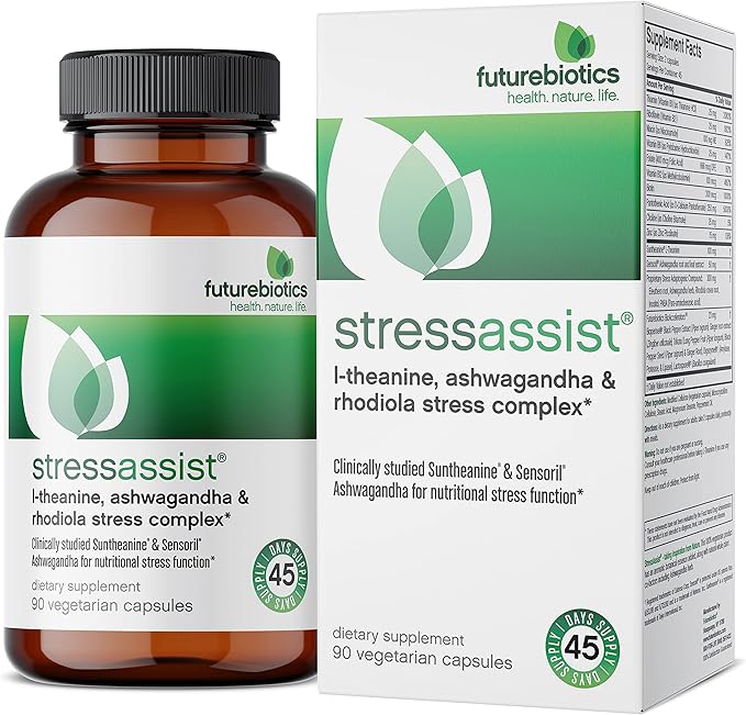Futurebiotics Stressassist L-theanine Ashwagandha and Rhodiola Rosea Stress Complex – Natural Nutritional Stress Function, 90 Vegetarian Capsules